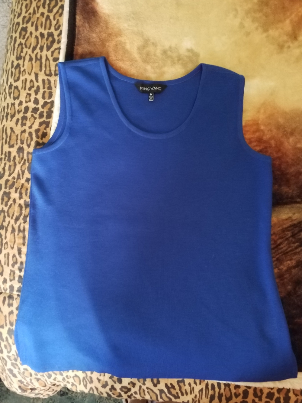 Ming Wang Vibrant Blue Sleeveless Scoop Neck Tank